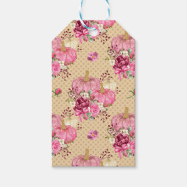 PINK FALL AUTUMN PUMPKINS & WATERCOLOR BLUME GESCHENKANHÄNGER