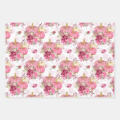 PINK FALL AUTUMN PUMPKINS & WATERCOLOR BLUME GESCHENKPAPIER SET (Vorderseite 2)