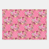 PINK FALL AUTUMN PUMPKINS & WATERCOLOR BLUME GESCHENKPAPIER SET (Vorderseite)