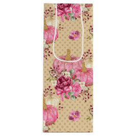 PINK FALL AUTUMN PUMPKINS & WATERCOLOR BLUME GESCHENKTÜTE FÜR WEINFLASCHEN