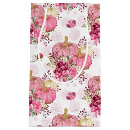 PINK FALL AUTUMN PUMPKINS & WATERCOLOR BLUME KLEINE GESCHENKTÜTE