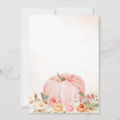 Pink Fall Floral Pumpkin Baby Dusche Einladung (Rückseite)