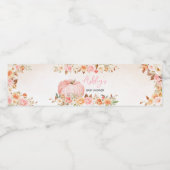 Pink Fall Floral Pumpkin Baby Dusche Wasserflaschenetikett (Einzelnes Label)