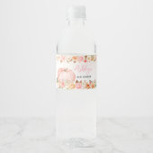 Pink Fall Floral Pumpkin Baby Dusche Wasserflaschenetikett (Vorderseite)