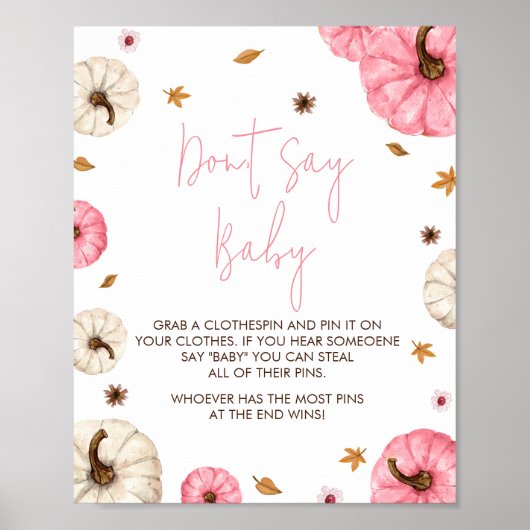 Pink Fall Kleiner Kürbis Sage Baby nicht Poster (Vorne)