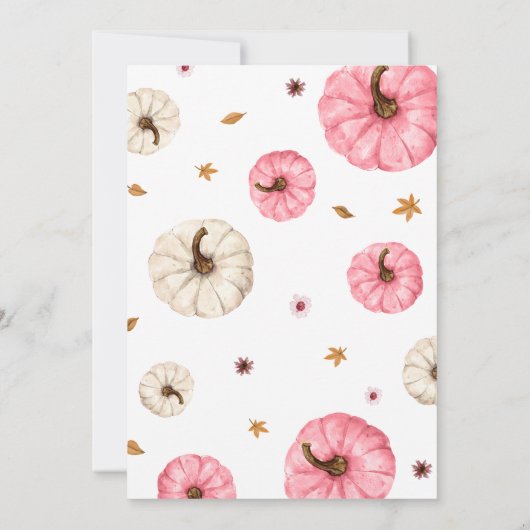 Pink Fall Little Pumpkin Baby Dusche Einladung (Rückseite)
