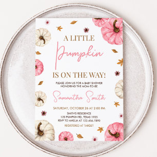 Pink Fall Little Pumpkin Baby Dusche Einladung
