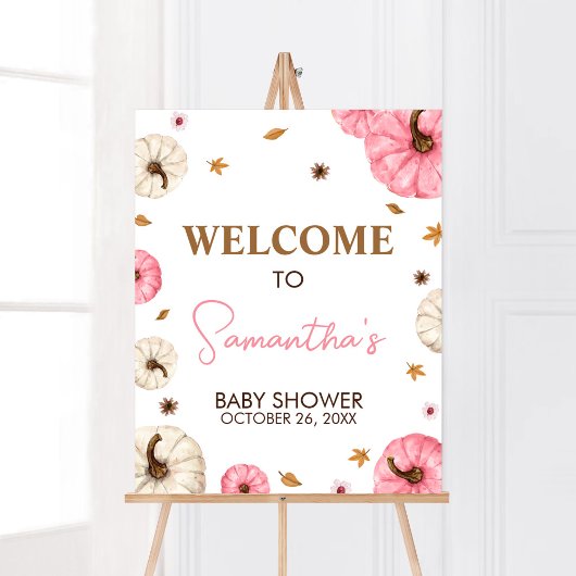 Pink Fall Little Pumpkin Baby Dusche Willkommen Poster