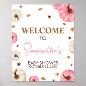 Pink Fall Little Pumpkin Baby Dusche Willkommen Poster (Vorne)