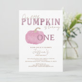 Pink Fall Pumpkin 1. Geburtstag Party Einladung (Stehend Vorderseite)