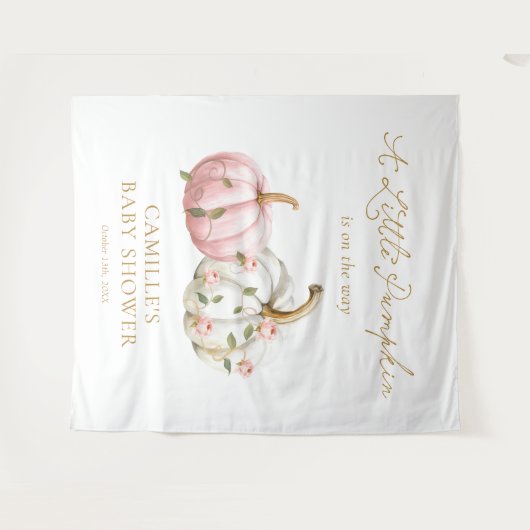 Pink Fall Pumpkin-Party Wandteppich (Vorderseite (Horizontal))