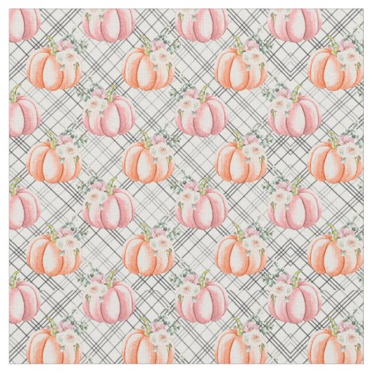 Pink Fall Pumpkin Pattern Stoff (Nahaufnahme)