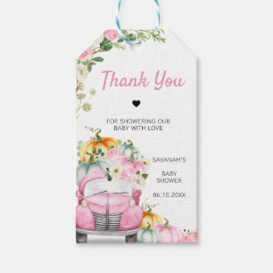 Pink Fall Pumpkin Truck Baby Duwer Fevor Tags Geschenkanhänger