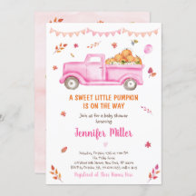 Pink Fall Pumpkin Truck Kinderdusche Einladung