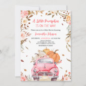 Pink Fall Pumpkin Truck Kinderdusche Einladung (Vorderseite)