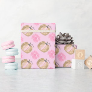 Pink Fall Pumpkins und Blume Geschenkpapier