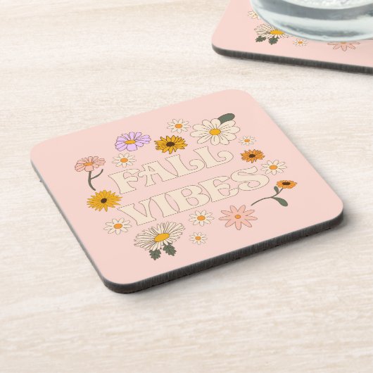 Pink Fall Vibes Getränkeuntersetzer (Linke Seite)