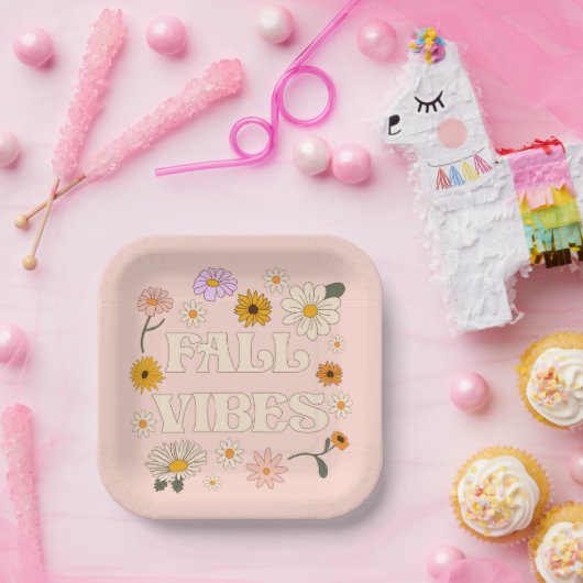 Pink Fall Vibes Pappteller (Party)