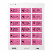 Pink Falsch Glitter Monogram Address Labels Adressaufkleber (Vorne)