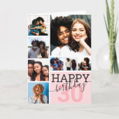 Pink Familie Freunde Foto Collage Happy Birthday Karte (Vorderseite)