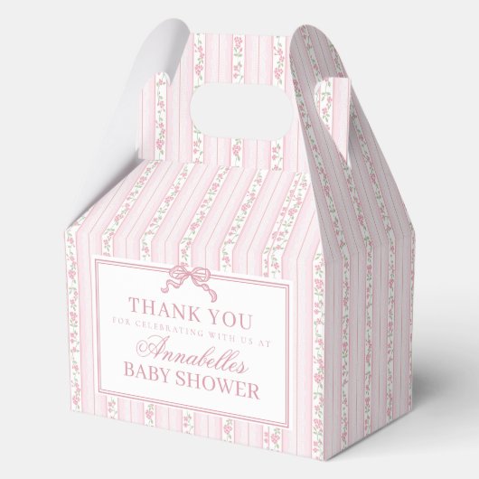Pink Fancy Floral Baby Shower Gable Favor Geschenkschachtel (Vorderseite)