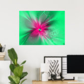 Pink Fantasy Blume auf grün, Poster (Heimbüro)