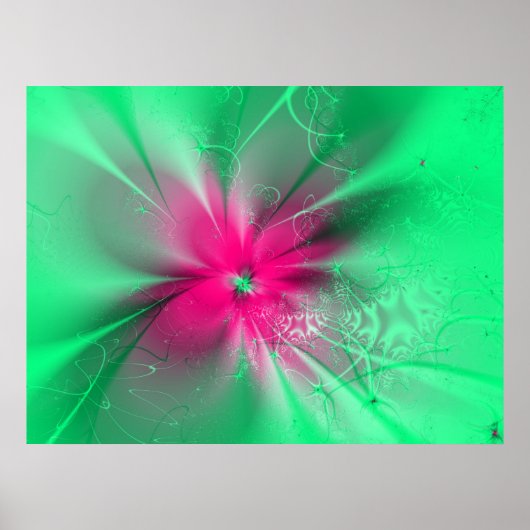 Pink Fantasy Blume auf grün, Poster (Vorne)