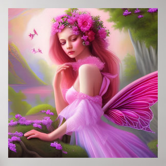 Pink Fantasy Blume Märchenprinzessin Kunst Poster