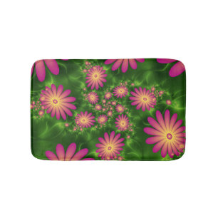 Pink Fantasy Blume Moderne Abstrakte Fraktal Kunst Badematte