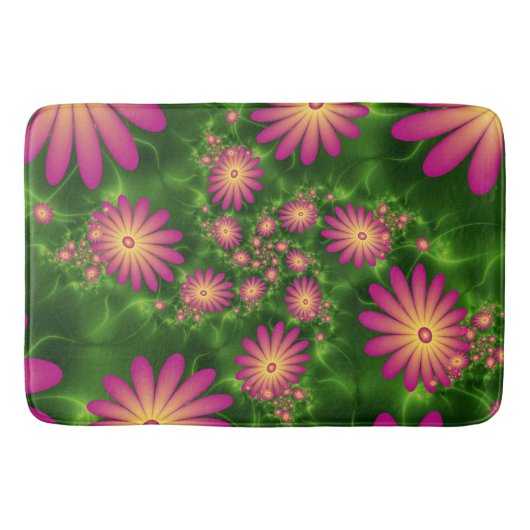 Pink Fantasy Blume Moderne Abstrakte Fraktal Kunst Badematte (Vorderseite)