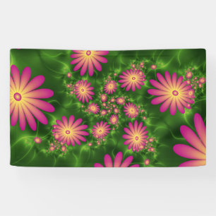 Pink Fantasy Blume Moderne Abstrakte Fraktal Kunst Banner