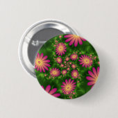 Pink Fantasy Blume Moderne Abstrakte Fraktal Kunst Button (Vorne & Hinten)