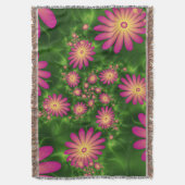 Pink Fantasy Blume Moderne Abstrakte Fraktal Kunst Decke (Vorderseite Vertikal)