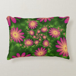 Pink Fantasy Blume Moderne Abstrakte Fraktal Kunst Dekokissen