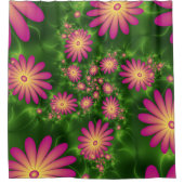 Pink Fantasy Blume Moderne Abstrakte Fraktal Kunst Duschvorhang (Vorderseite)
