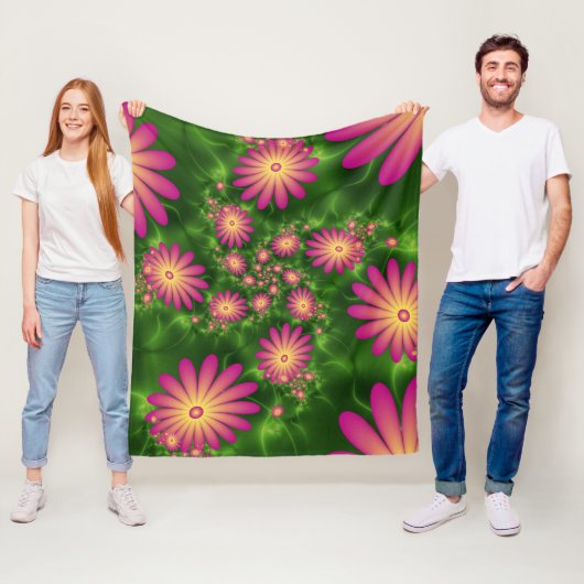 Pink Fantasy Blume Moderne Abstrakte Fraktal Kunst Fleecedecke (Beispiel)