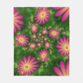 Pink Fantasy Blume Moderne Abstrakte Fraktal Kunst Fleecedecke (Vorderseite)
