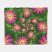 Pink Fantasy Blume Moderne Abstrakte Fraktal Kunst Fleecedecke (Vorderseite (Horizontal))