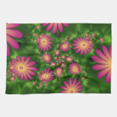 Pink Fantasy Blume Moderne Abstrakte Fraktal Kunst Geschirrtuch (Horizontal)