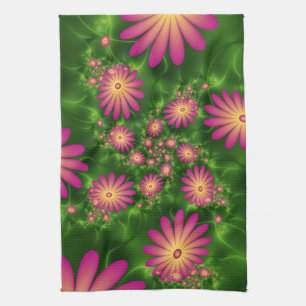 Pink Fantasy Blume Moderne Abstrakte Fraktal Kunst Geschirrtuch