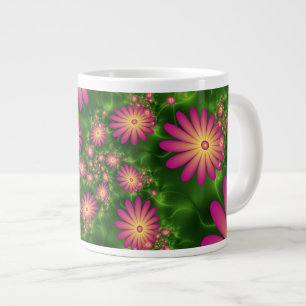 Pink Fantasy Blume Moderne Abstrakte Fraktal Kunst Jumbo-Tasse