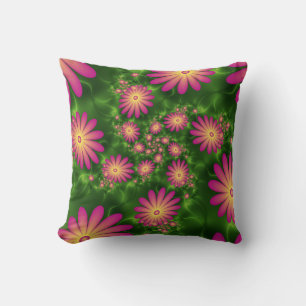 Pink Fantasy Blume Moderne Abstrakte Fraktal Kunst Kissen