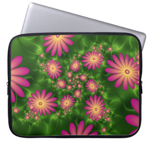 Pink Fantasy Blume Moderne Abstrakte Fraktal Kunst Laptopschutzhülle