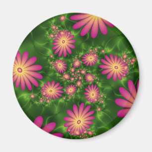 Pink Fantasy Blume Moderne Abstrakte Fraktal Kunst Magnet