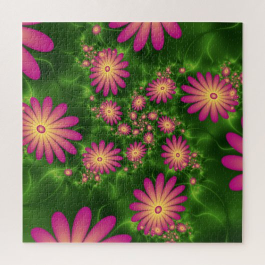 Pink Fantasy Blume Moderne Abstrakte Fraktal Kunst Puzzle (Vertikal)
