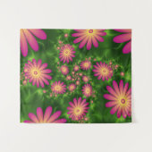 Pink Fantasy Blume Moderne Abstrakte Fraktal Kunst Wandteppich (Vorderseite (Horizontal))