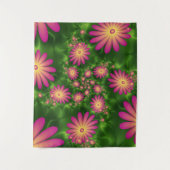 Pink Fantasy Blume Moderne Abstrakte Fraktal Kunst Wandteppich (Vorderseite)