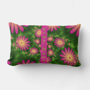 Pink Fantasy Blume Moderne Abstrakte Fraktal Name Lendenkissen