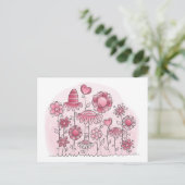 Pink Fantasy-Blume Postkarte (Stehend Vorderseite)
