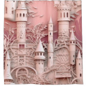 Pink Fantasy Castle Mittelalterliches Mythisches M Duschvorhang (Vorderseite)